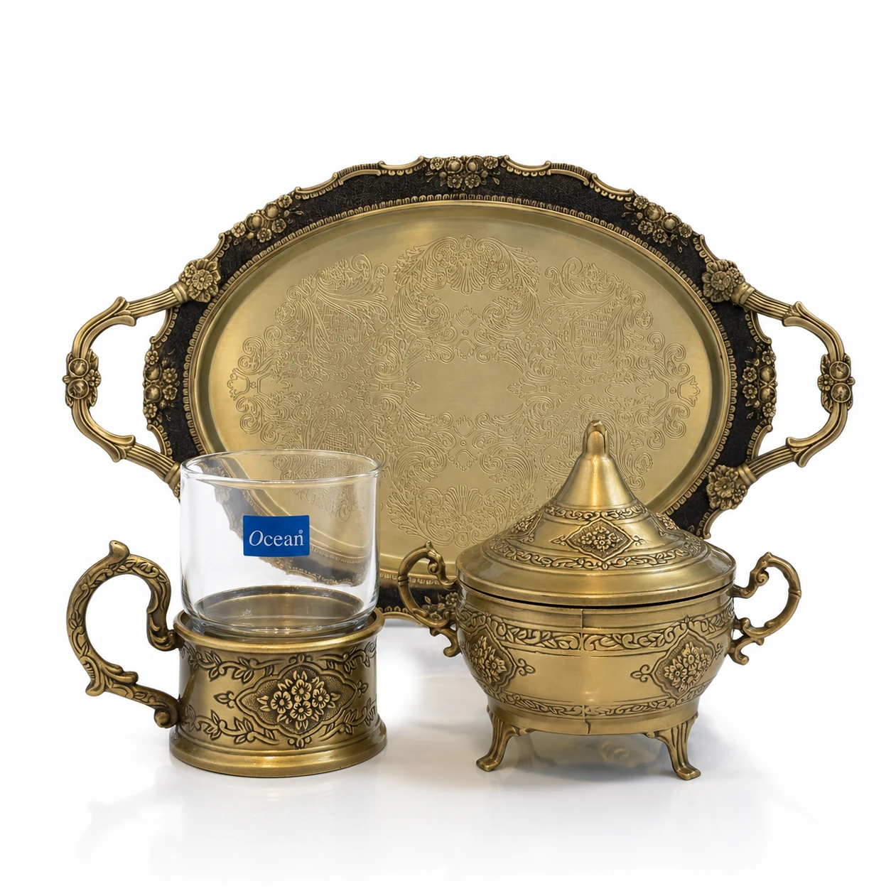 سرویس کامل چایخوری برنجی